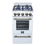 Forno Lamazze 20 Inch Freestanding Gas Range in White, Compact Design - BonPrix Électroménagers