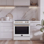 Forno Leonardo Espresso 30-Inch Slide-In White Induction Range, Convection Oven, 5 Cooking Zones, Touch Control Panel - BonPrix Électroménagers