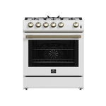 Forno Leonardo Espresso 30-Inch White Gas Range, 5 Burners, 39,500 BTU, 5 cu.ft Convection Oven - BonPrix Électroménagers