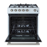 Forno Leonardo Espresso 30-Inch White Gas Range, 5 Burners, 39,500 BTU, 5 cu.ft Convection Oven - BonPrix Électroménagers