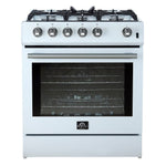 Forno Leonardo Espresso 30-Inch White Gas Range, 5 Burners, 39,500 BTU, 5 cu.ft Convection Oven - BonPrix Électroménagers