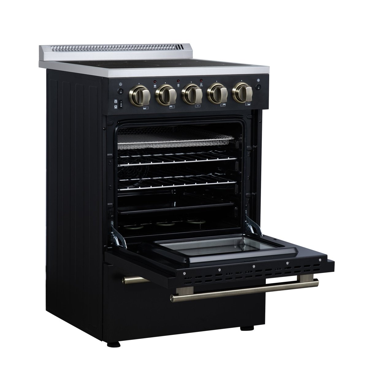 Forno Loiano 24 Inch Freestanding Electric Range in Black, Canada Version, Plug and Cord Included - BonPrix Électroménagers