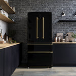 Forno Luigi 33-Inch French Door Refrigerator, 18 cu.ft, Black Finish, Antique Brass Handles, ENERGY STAR Certified - BonPrix Électroménagers