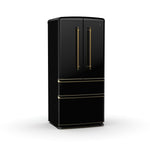 Forno Luigi 33-Inch French Door Refrigerator, 18 cu.ft, Black Finish, Antique Brass Handles, ENERGY STAR Certified - BonPrix Électroménagers