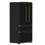 Forno Luigi 33-Inch French Door Refrigerator, 18 cu.ft, Black Finish, Antique Brass Handles, ENERGY STAR Certified - BonPrix Électroménagers