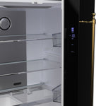 Forno Luigi 33-Inch French Door Refrigerator, 18 cu.ft, Black Finish, Antique Brass Handles, ENERGY STAR Certified - BonPrix Électroménagers