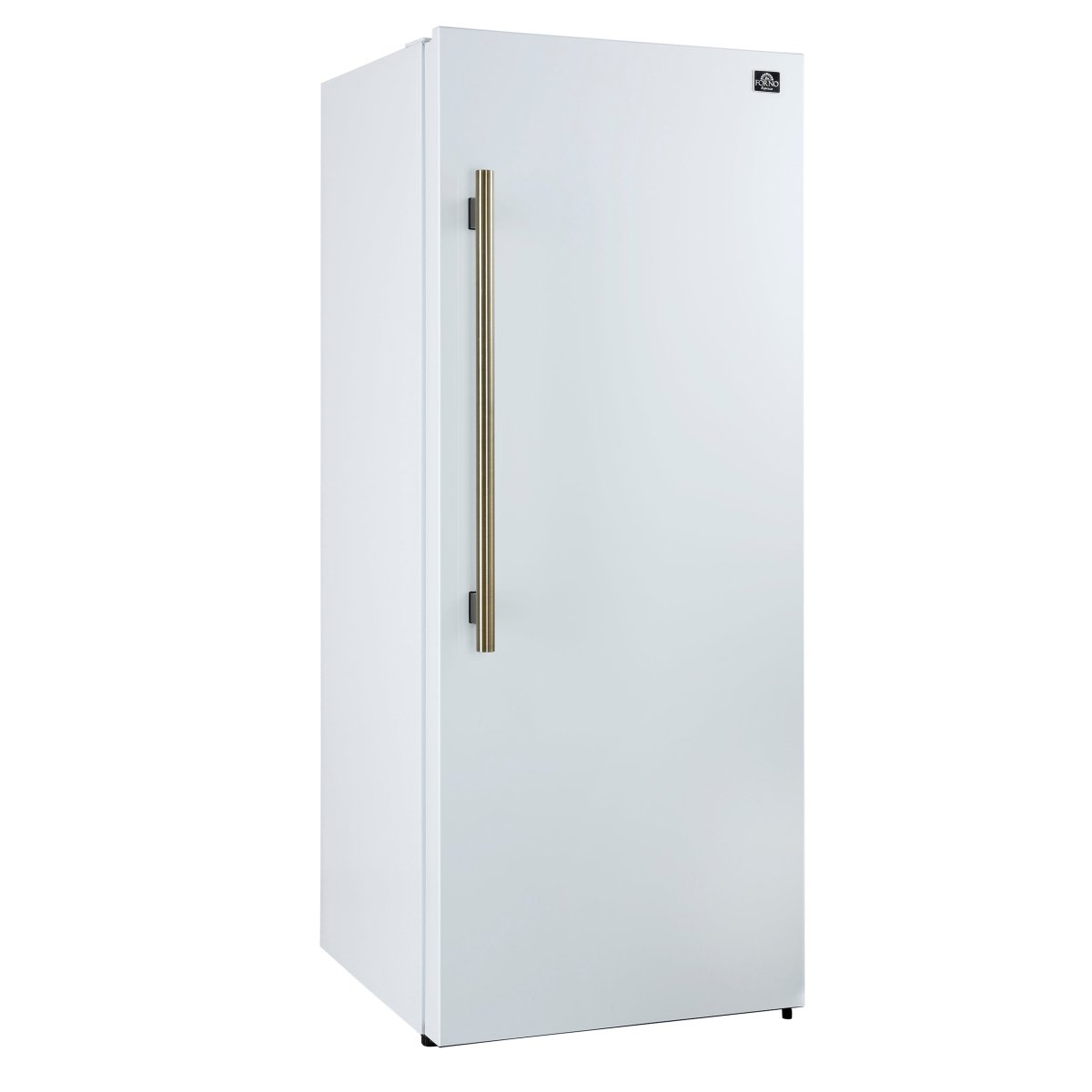 Forno Maderno 28-Inch Built-In Convertible Refrigerator in White with Antique Brass Handle, 13.6 cu.ft. Right Swing with Decorative Trim - 32-Inch Wide - BonPrix Électroménagers