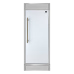 Forno Maderno 28-Inch Built-In Convertible Refrigerator in White with Antique Brass Handle, 13.6 cu.ft. Right Swing with Decorative Trim - 32-Inch Wide - BonPrix Électroménagers