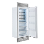Forno Maderno 28-Inch Built-In Convertible Refrigerator in White with Antique Brass Handle, 13.6 cu.ft. Right Swing with Decorative Trim - 32-Inch Wide - BonPrix Électroménagers