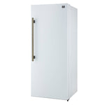 Forno Maderno 28-Inch Built-In Convertible Refrigerator in White with Antique Brass Handle, 13.6 cu.ft. Right Swing with Decorative Trim - 32-Inch Wide - BonPrix Électroménagers