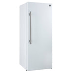 Forno Maderno 28-Inch Convertible Freezer/Refrigerator in White with Antique Brass Handle, 13.6 cu.ft. Right Swing - BonPrix Électroménagers