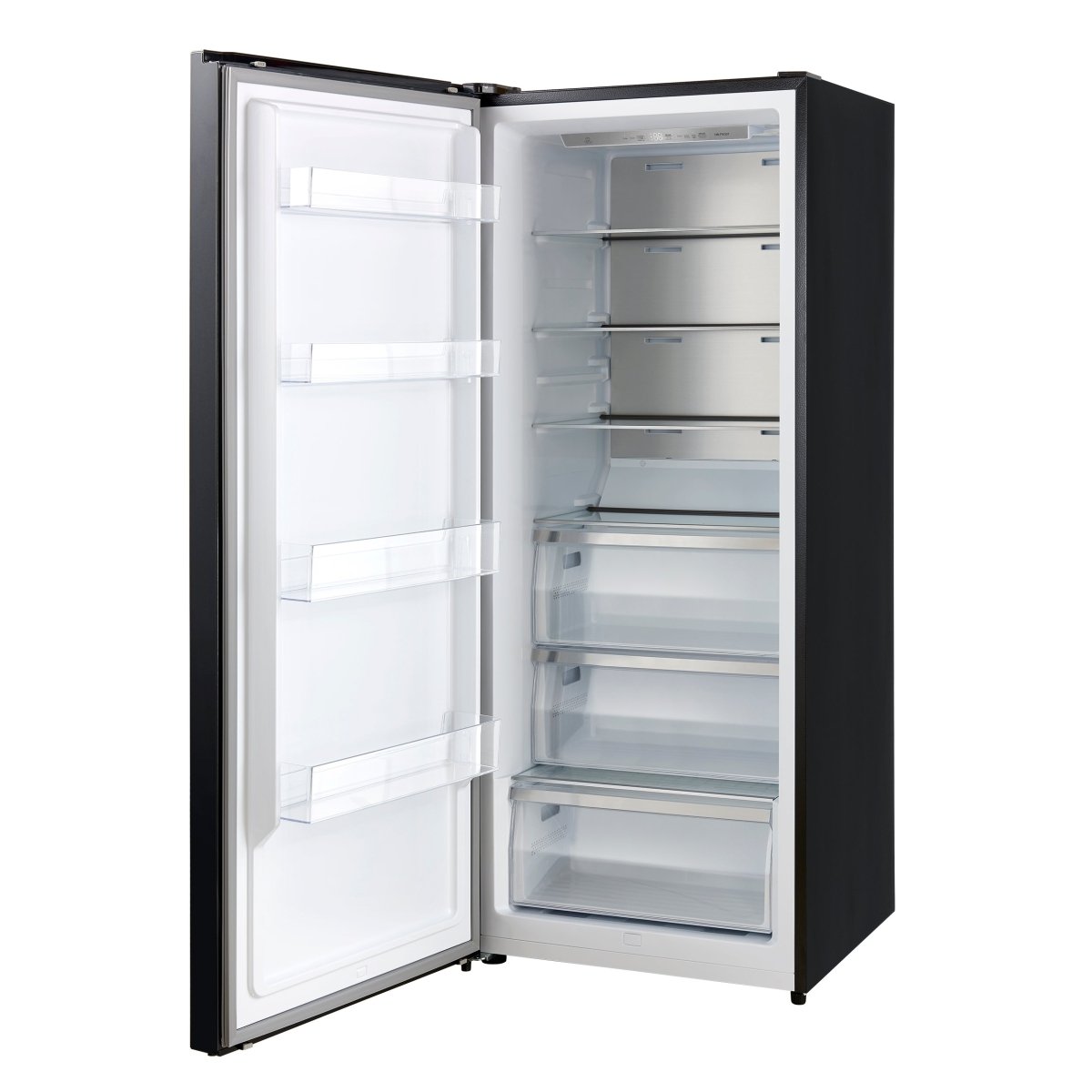 Forno Maderno 28-Inch Convertible Upright Freezer/Refrigerator in Black with Antique Brass Handle, 13.6 cu.ft., Left Swing - BonPrix Électroménagers