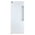 Forno Maderno 28-Inch Convertible Upright Freezer/Refrigerator in White with Antique Brass Handle, 13.6 cu.ft., Left Swing - BonPrix Électroménagers