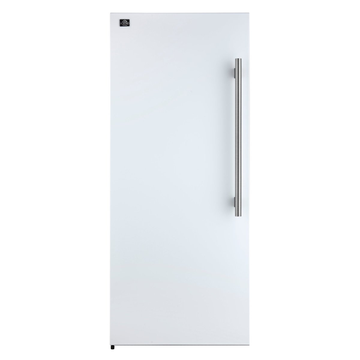 Forno Maderno 28-Inch Convertible Upright Freezer/Refrigerator in White with Antique Brass Handle, 13.6 cu.ft., Left Swing - BonPrix Électroménagers