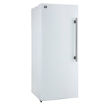 Forno Maderno 28-Inch Convertible Upright Freezer/Refrigerator in White with Antique Brass Handle, 13.6 cu.ft., Left Swing - BonPrix Électroménagers