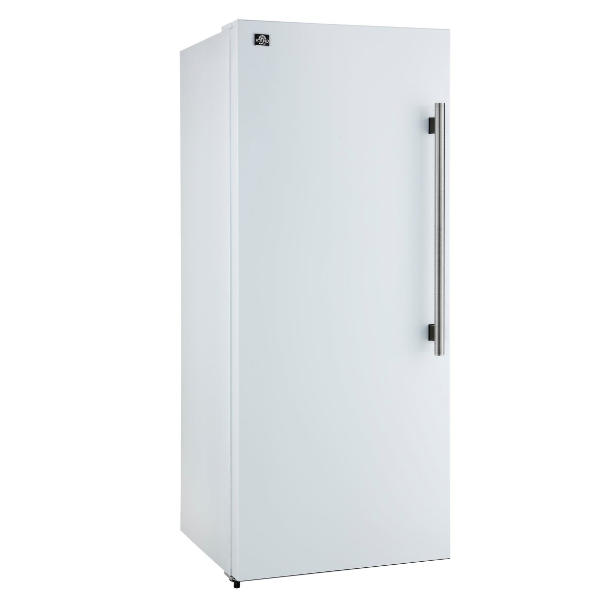 Forno Maderno 28-Inch Convertible Upright Freezer/Refrigerator in White with Antique Brass Handle, 13.6 cu.ft., Left Swing - BonPrix Électroménagers