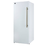 Forno Maderno 28-Inch Convertible Upright Freezer/Refrigerator in White with Antique Brass Handle, 13.6 cu.ft., Left Swing - BonPrix Électroménagers