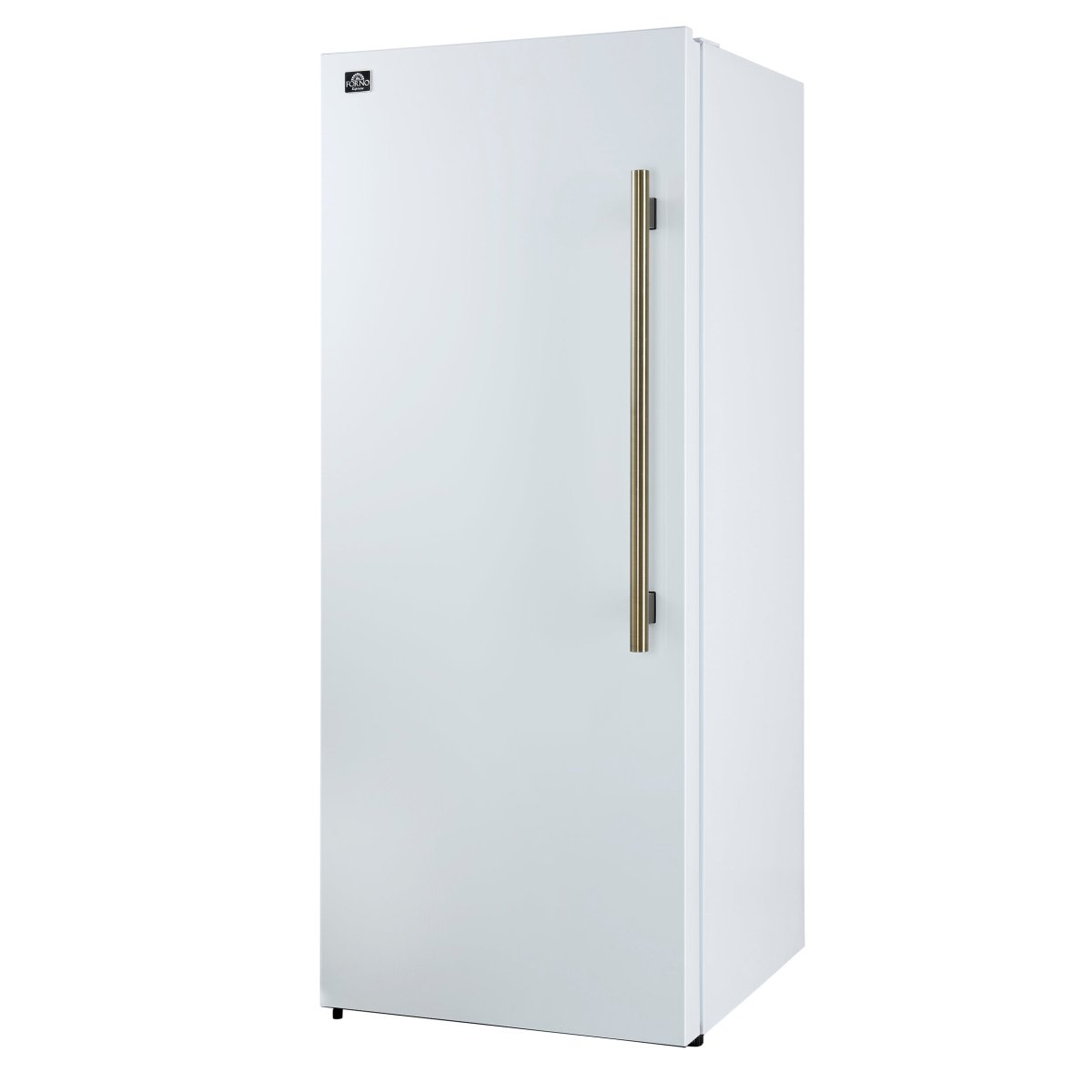 Forno Maderno 28-Inch Convertible Upright Freezer/Refrigerator in White with Antique Brass Handle, 13.6 cu.ft., Left Swing - BonPrix Électroménagers