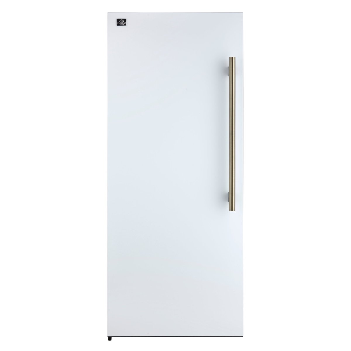 Forno Maderno 28-Inch Convertible Upright Freezer/Refrigerator in White with Antique Brass Handle, 13.6 cu.ft., Left Swing - BonPrix Électroménagers