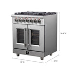 Forno Massimo 30-Inch Freestanding French Door Dual Fuel Range, 4 Burners, True Convection Oven - BonPrix Électroménagers