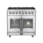 Forno Massimo 36-Inch Freestanding French Door Dual Fuel Range, 6 Burners, True Convection Oven - BonPrix Électroménagers