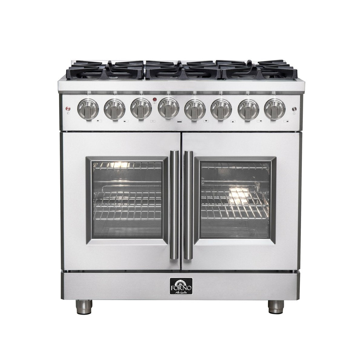 Forno Massimo 36-Inch Freestanding French Door Dual Fuel Range, 6 Burners, True Convection Oven - BonPrix Électroménagers
