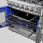 Forno Massimo 36-Inch Freestanding French Door Gas Range, 6 Burners, Convection Oven, Energy Efficient - BonPrix Électroménagers