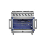Forno Massimo 36-Inch Freestanding French Door Gas Range, 6 Burners, Convection Oven, Energy Efficient - BonPrix Électroménagers