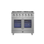 Forno Massimo 36-Inch Freestanding French Door Gas Range, 6 Burners, Convection Oven, Energy Efficient - BonPrix Électroménagers