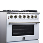 Forno Massimo 36-Inch White Freestanding Gas Range, 6 Sealed Burners, Convection Oven, Energy Efficient - BonPrix Électroménagers
