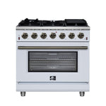Forno Massimo 36-Inch White Freestanding Gas Range, 6 Sealed Burners, Convection Oven, Energy Efficient - BonPrix Électroménagers