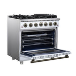 Forno Massimo 36-Inch White Freestanding Gas Range, 6 Sealed Burners, Convection Oven, Energy Efficient - BonPrix Électroménagers