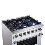 Forno Massimo 36-Inch White Freestanding Gas Range, 6 Sealed Burners, Convection Oven, Energy Efficient - BonPrix Électroménagers