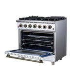 Forno Massimo 36-Inch White Freestanding Gas Range, 6 Sealed Burners, Convection Oven, Energy Efficient - BonPrix Électroménagers