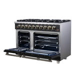 Forno Massimo 48-Inch Black Freestanding Gas Range, 8 Burners, True Convection Oven - BonPrix Électroménagers