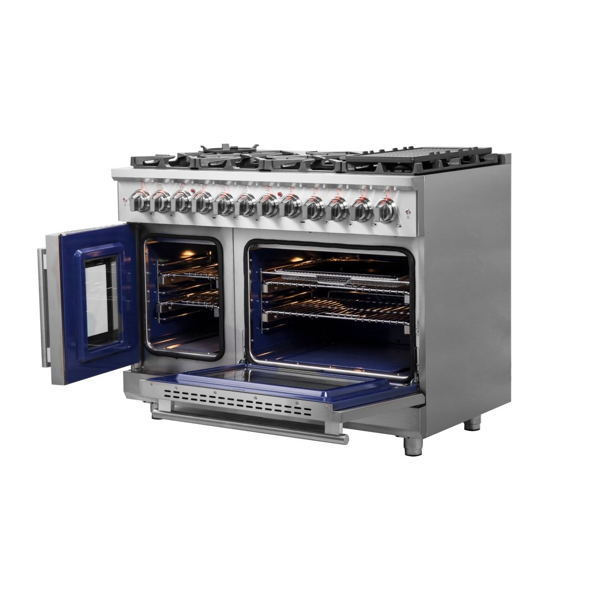 Forno Massimo 48-Inch Freestanding French Door Dual Fuel Range, 8 Burners, True Convection Oven - BonPrix Électroménagers