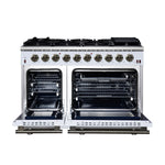 Forno Massimo 48-Inch White Freestanding Gas Range, 8 Burners, True Convection Oven - BonPrix Électroménagers