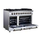 Forno Massimo 48-Inch White Freestanding Gas Range, 8 Burners, True Convection Oven - BonPrix Électroménagers
