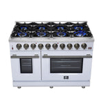 Forno Massimo 48-Inch White Freestanding Gas Range, 8 Burners, True Convection Oven - BonPrix Électroménagers