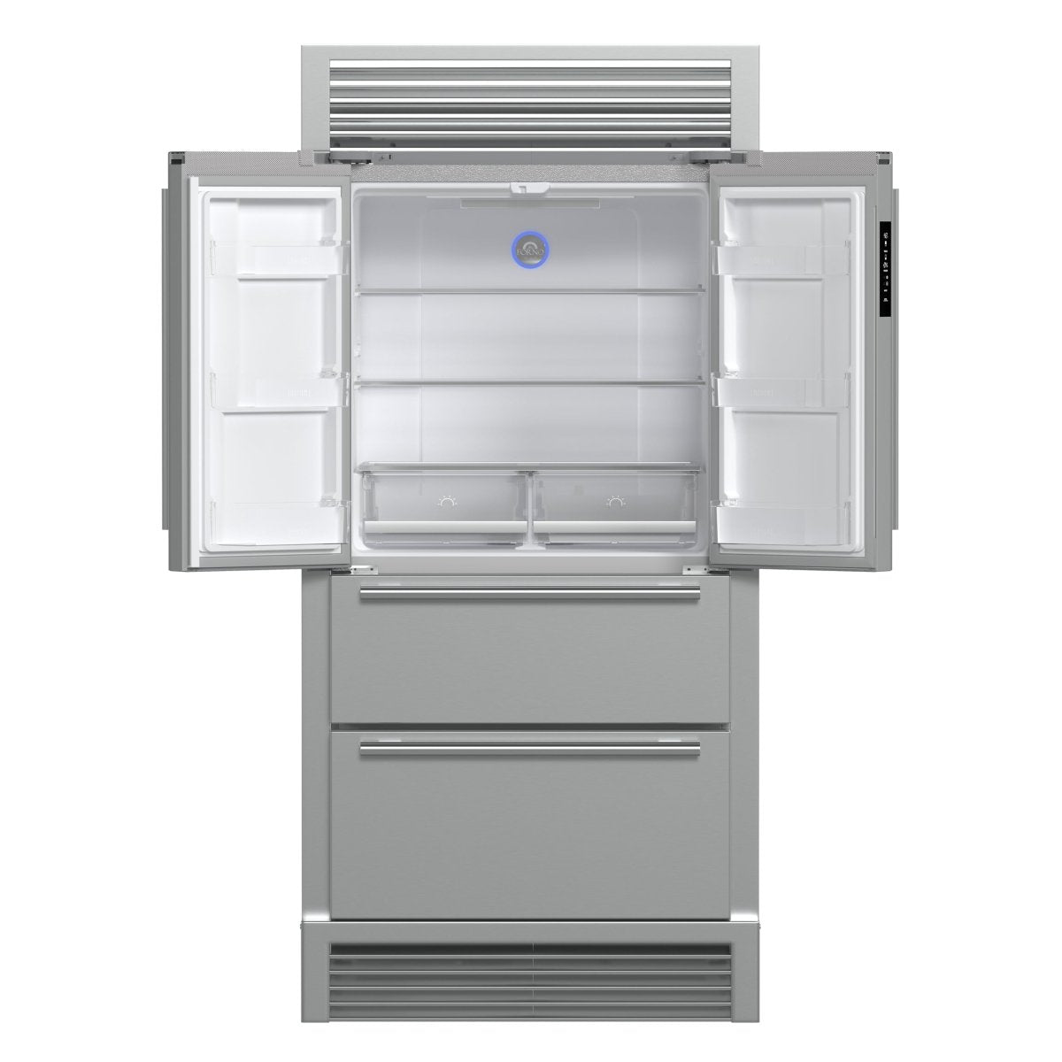 Forno Moena 40-Inch French Door Refrigerator, Stainless Steel, 19.2 cu.ft, Decorative Grill, ENERGY STAR Certified - BonPrix Électroménagers