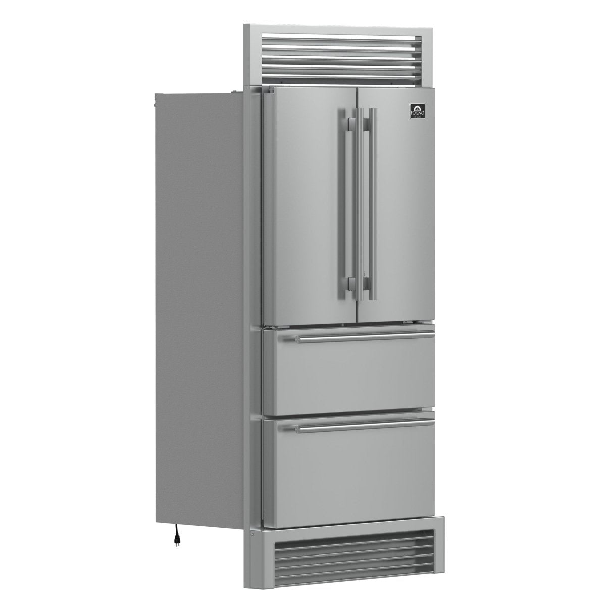 Forno Moena 40-Inch French Door Refrigerator, Stainless Steel, 19.2 cu.ft, Decorative Grill, ENERGY STAR Certified - BonPrix Électroménagers