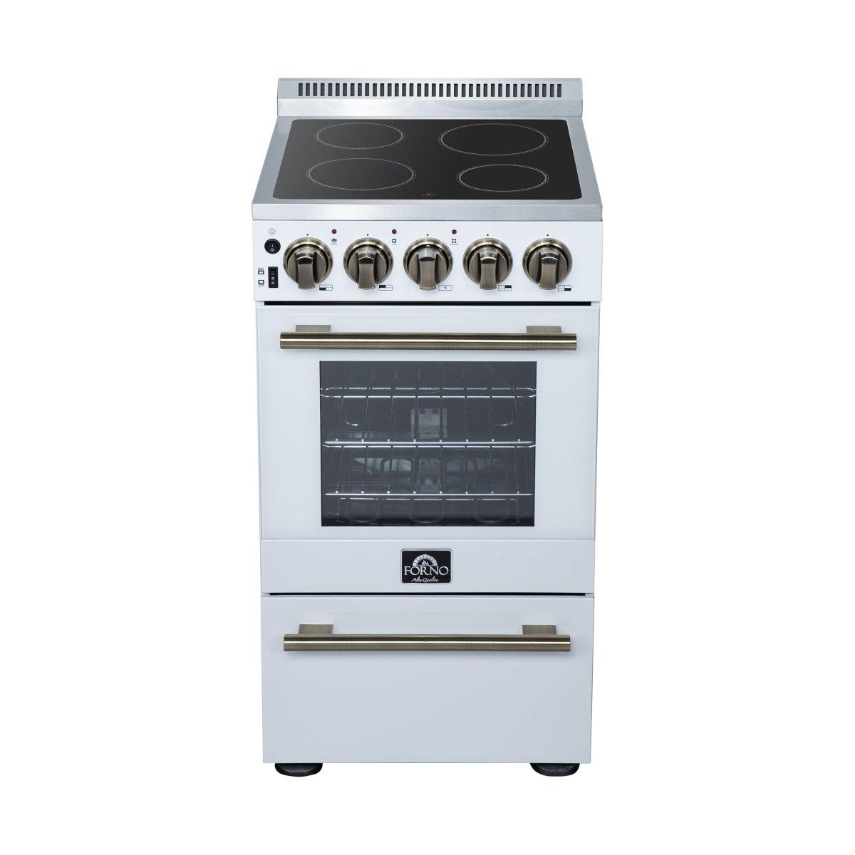 Forno Pallerano 20 Inch Freestanding Electric Range in White, Canada Version, Plug and Cord Included - BonPrix Électroménagers