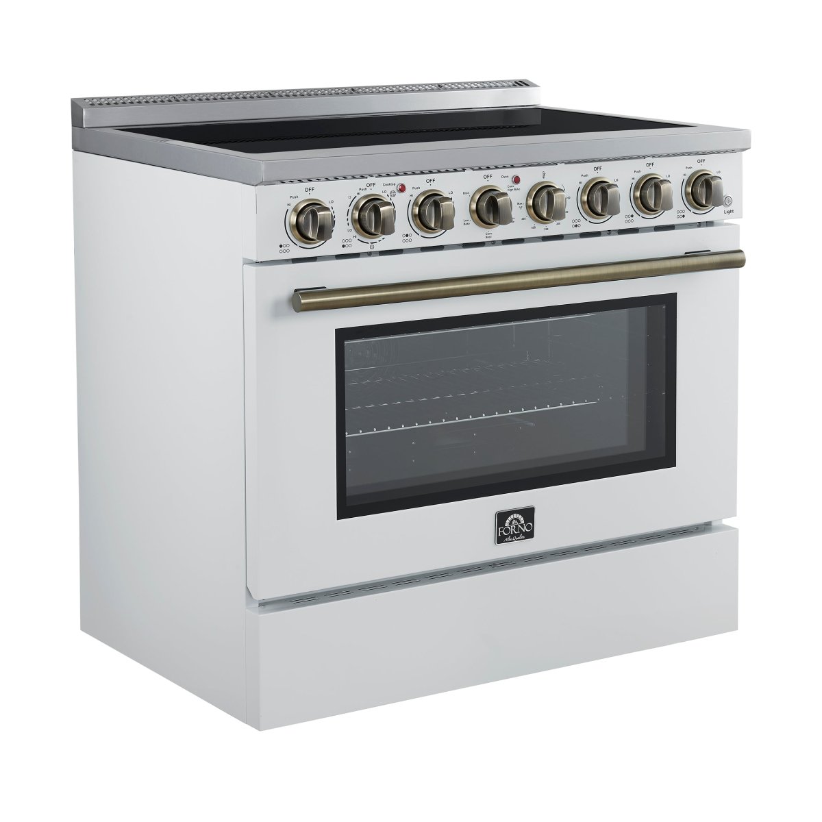Forno Paolo 36 Inch White Freestanding Electric Range, Stainless Steel, 5.44 cu.ft, True Convection Oven, Energy Efficient - BonPrix Électroménagers