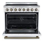Forno Paolo 36 Inch White Freestanding Electric Range, Stainless Steel, 5.44 cu.ft, True Convection Oven, Energy Efficient - BonPrix Électroménagers