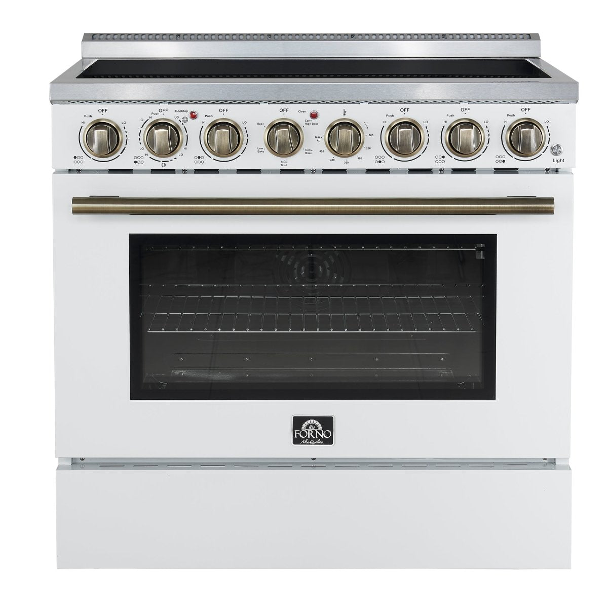 Forno Paolo 36 Inch White Freestanding Electric Range, Stainless Steel, 5.44 cu.ft, True Convection Oven, Energy Efficient - BonPrix Électroménagers
