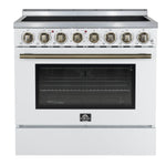 Forno Paolo 36 Inch White Freestanding Electric Range, Stainless Steel, 5.44 cu.ft, True Convection Oven, Energy Efficient - BonPrix Électroménagers