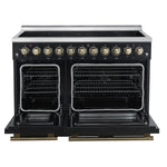 Forno Paolo 48 Inch Freestanding Electric Range in Black with Antique Brass, 6.7 cu.ft, True Convection Oven, Energy Efficient - BonPrix Électroménagers