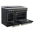 Forno Paolo 48 Inch Freestanding Electric Range in Black with Antique Brass, 6.7 cu.ft, True Convection Oven, Energy Efficient - BonPrix Électroménagers