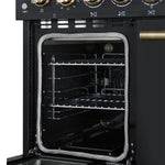 Forno Paolo 48 Inch Freestanding Electric Range in Black with Antique Brass, 6.7 cu.ft, True Convection Oven, Energy Efficient - BonPrix Électroménagers