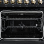 Forno Paolo 48 Inch Freestanding Electric Range in Black with Antique Brass, 6.7 cu.ft, True Convection Oven, Energy Efficient - BonPrix Électroménagers